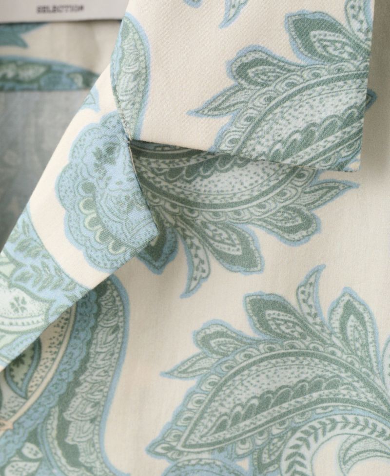 Men's Bowling Collar Printed Cotton Shirt