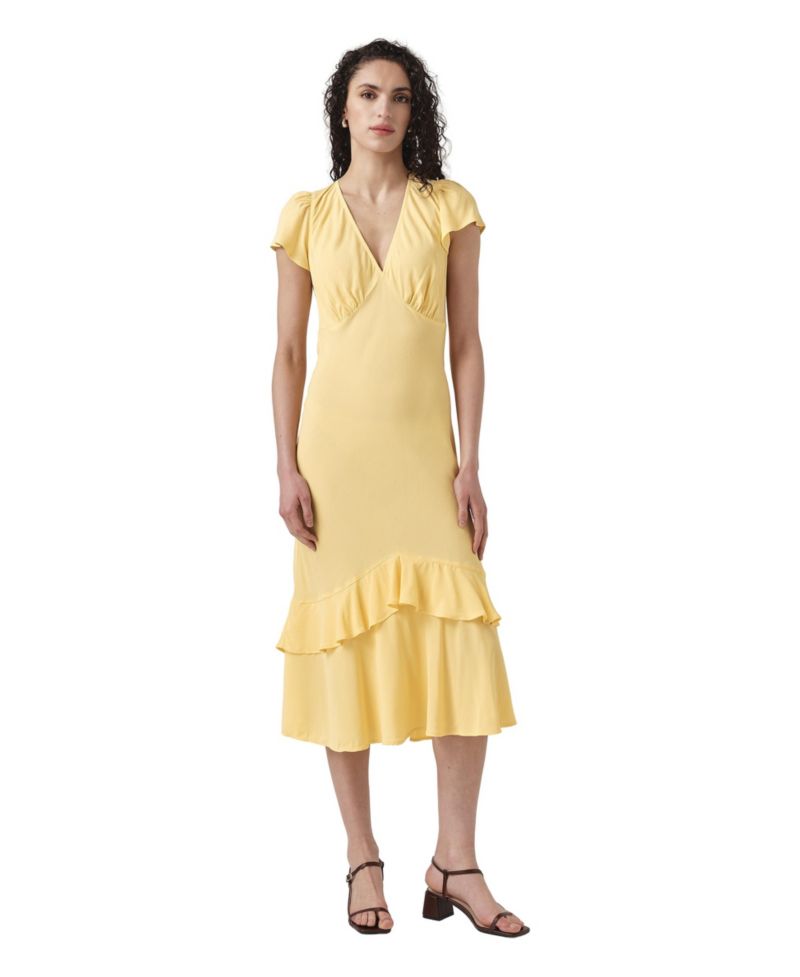 Women's Corinne Empire-Waist V-Neck Ruffled-Hem Midi Dress