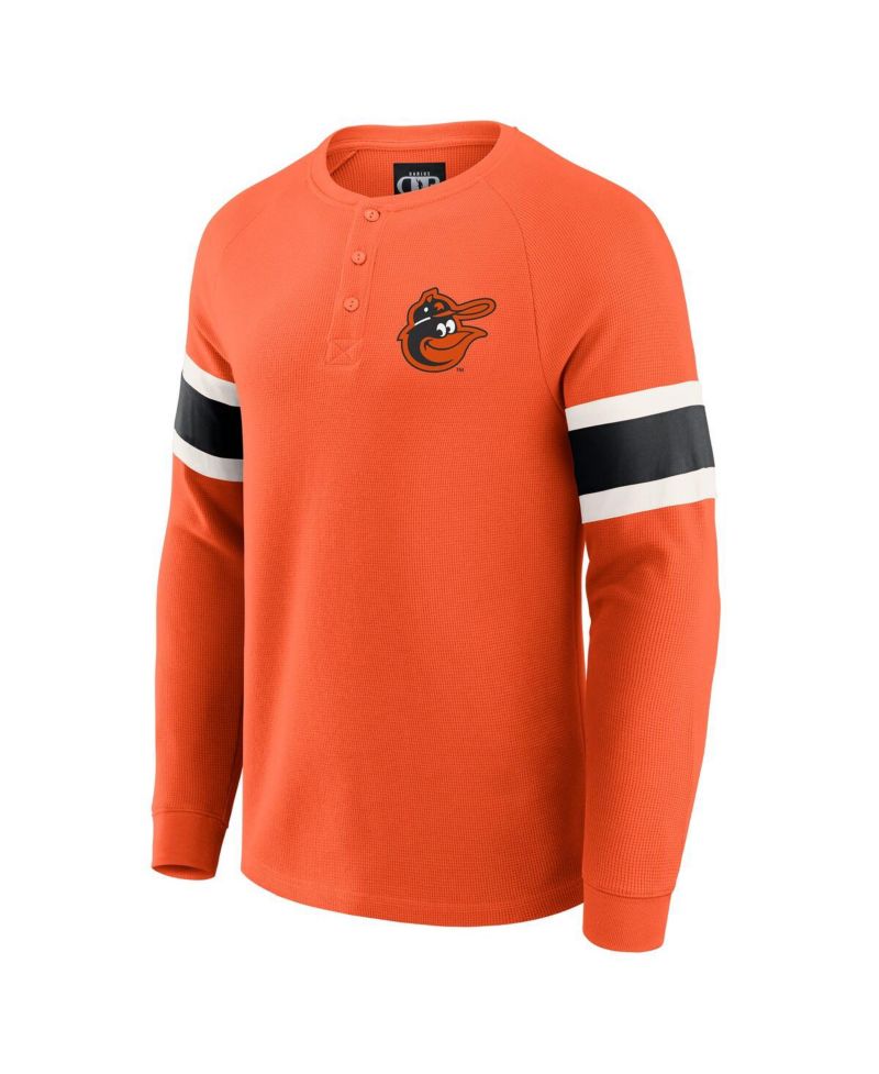 Darius Rucker Collection by Men's Orange Baltimore Orioles Waffle-Knit Raglan Long Sleeve Henley T-Shirt