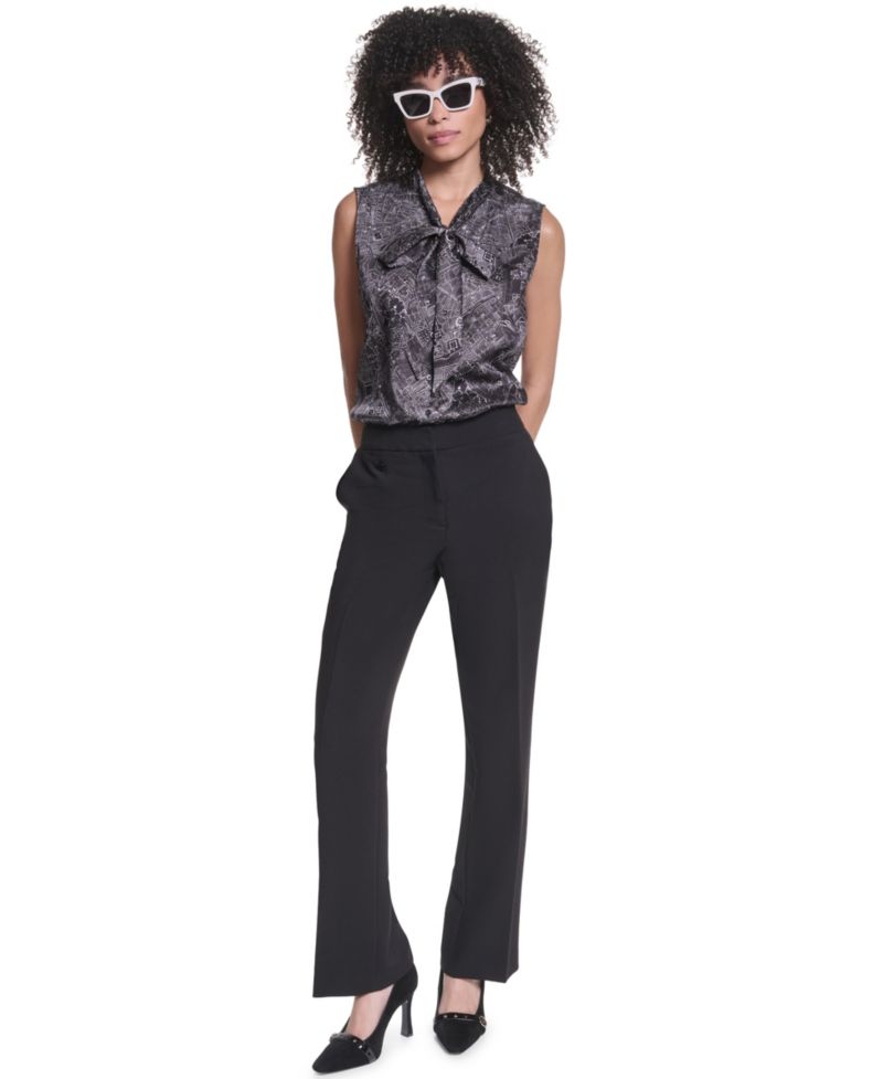 Women's Sleeveless Mock-Neck Button-Front Blouse