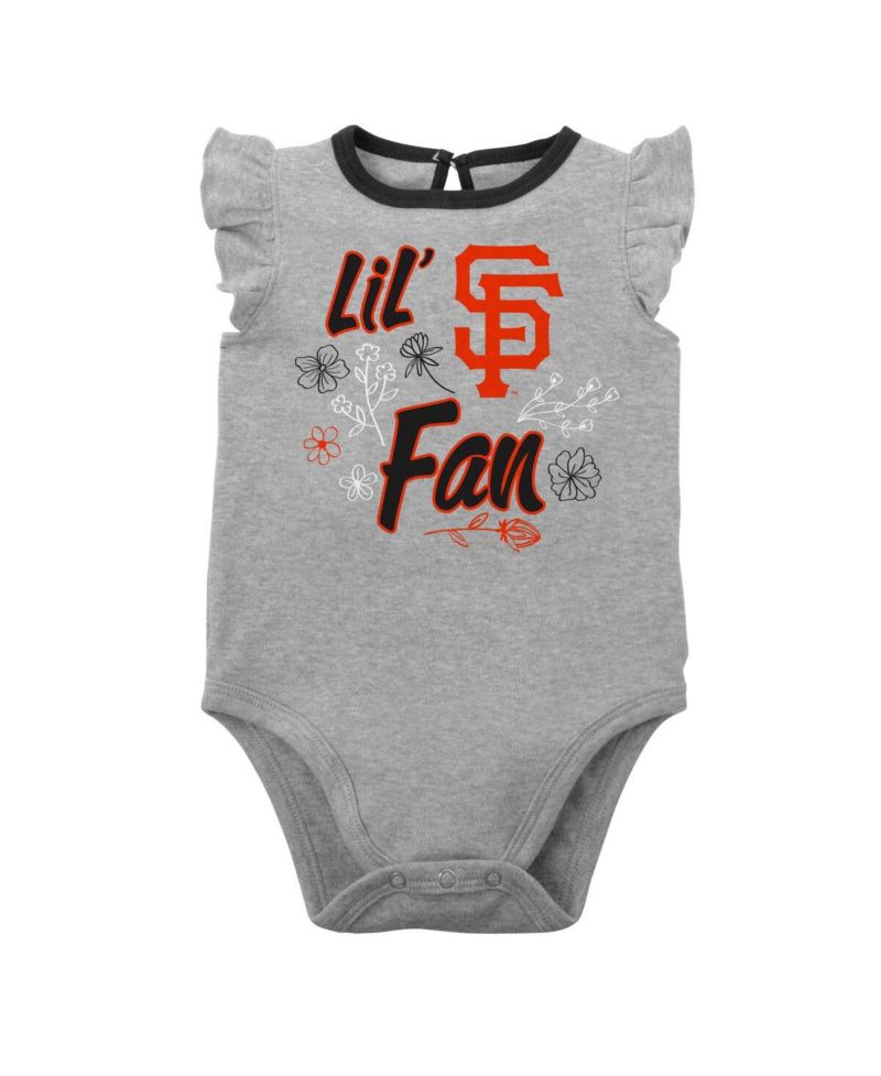 Infant Boys and Girls Black, Heather Gray San Francisco Giants Little Fan Two-Pack Bodysuit Set
