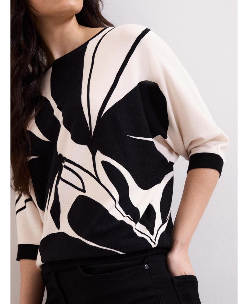 Women's Printed Round Neck Knit Faith Jumper