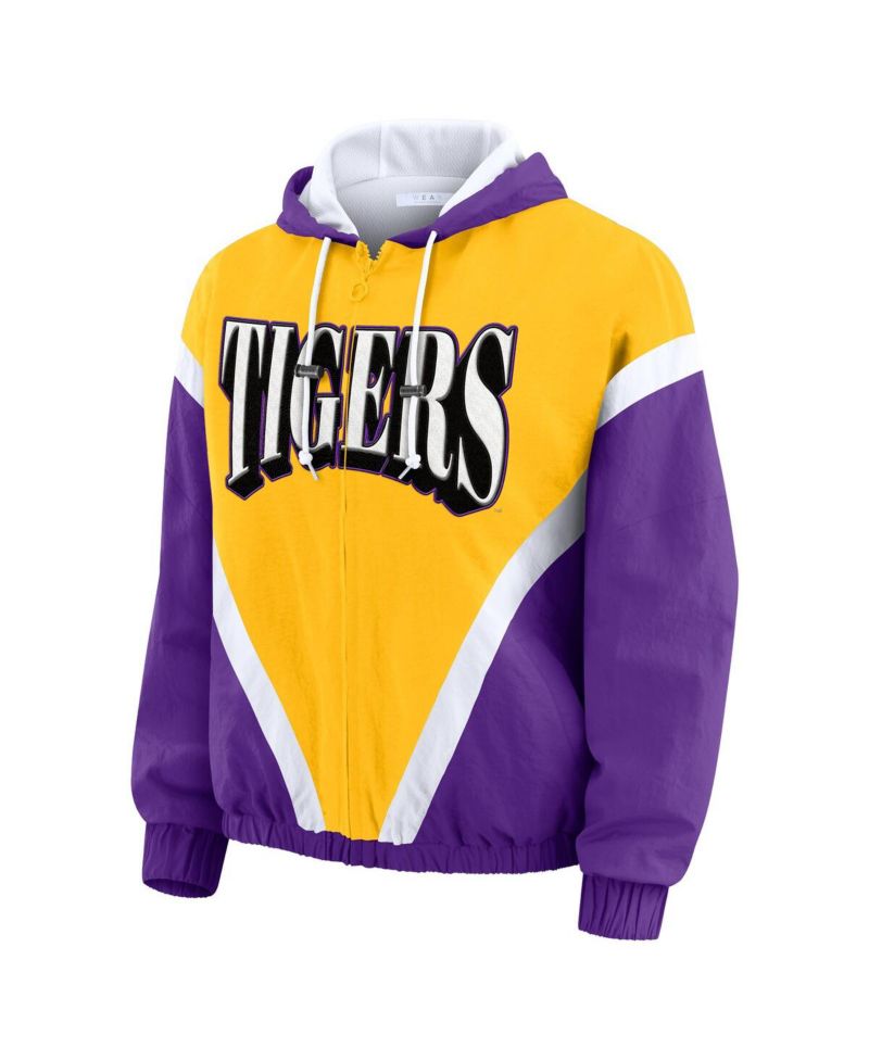 Women's Gold/Purple LSU Tigers Color Block Full-Zip Hoodie Windbreaker Jacket