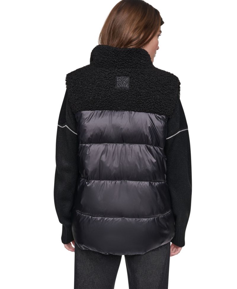 Women's Sherpa Mix Mock Neck Quilted Vest