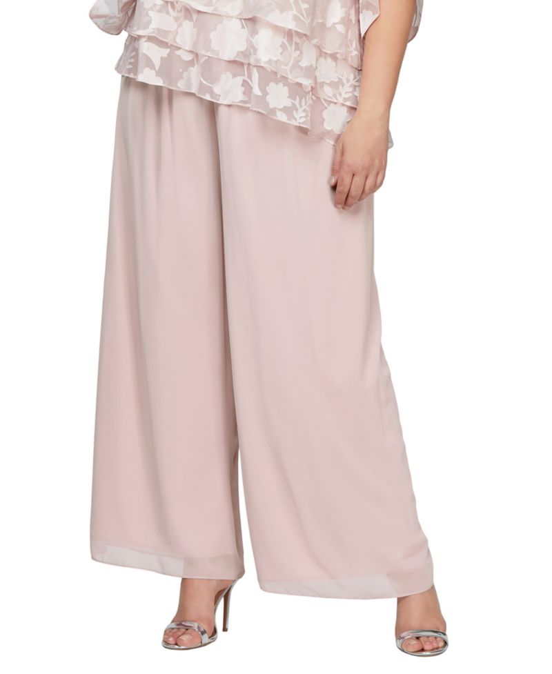 Plus Size Wide-Leg Chiffon Pants