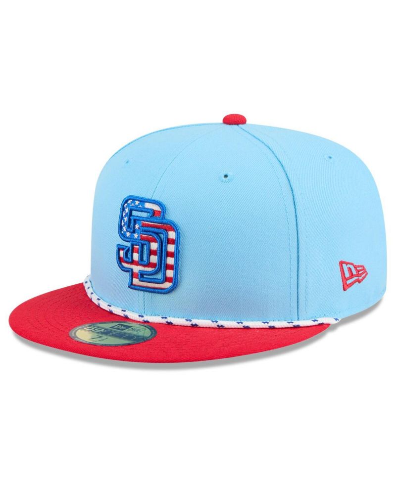 Men's Light Blue/Red San Diego Padres 2025 Fourth of July 59FIFTY Fitted Hat