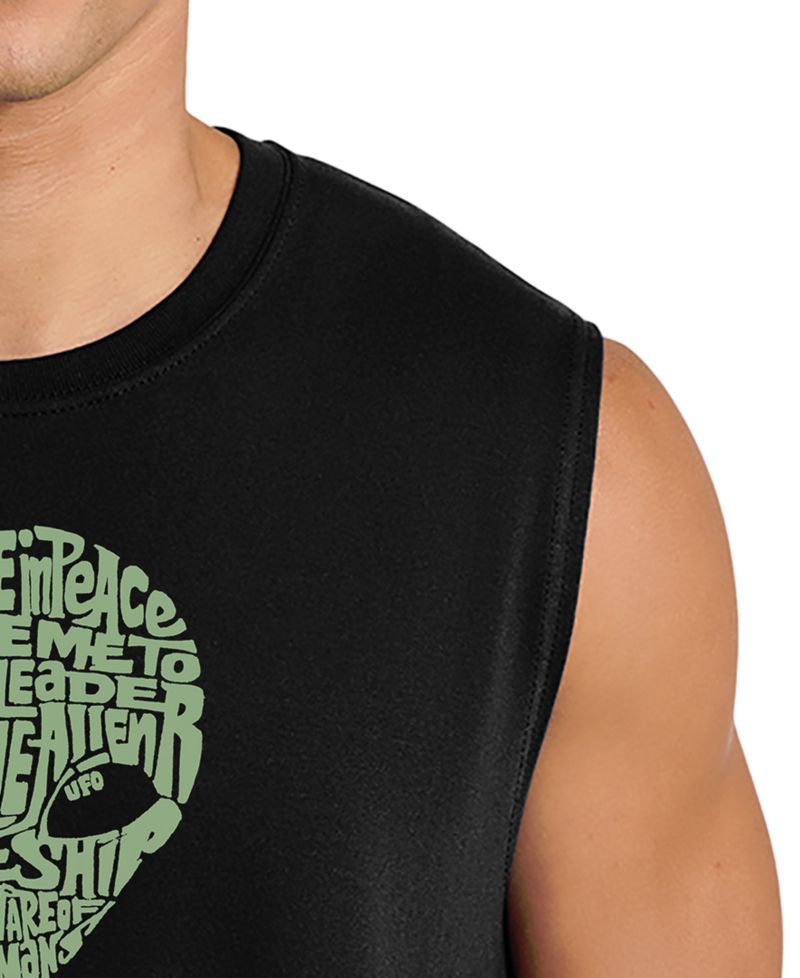 Men's Alien Head Word Art Graphic Tank Top
