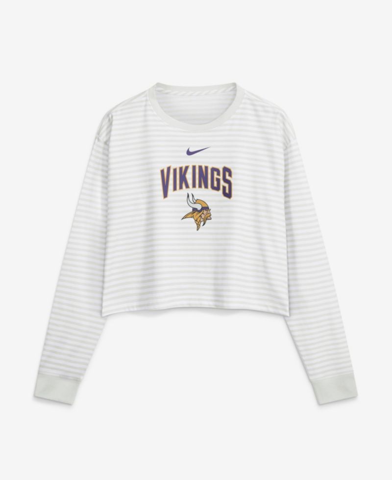 Women's Minnesota Vikings Long-Sleeve Loose-Fit Crewneck Crop Top