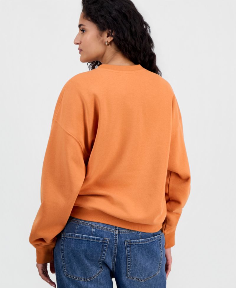 Juniors' Snoopy Pumpkin Graphic Print Sweatshirt