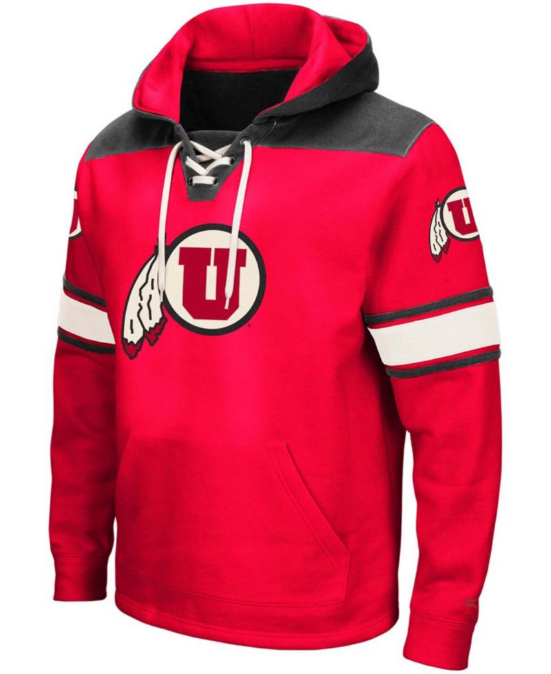 Men's Red Utah Utes 2.0 Lace-Up Logo Pullover Hoodie