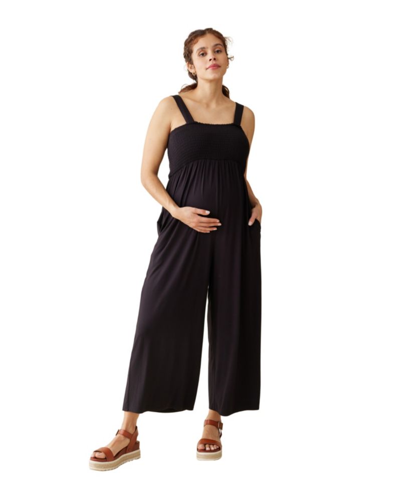 Women's Check Smocked Square Neck Jumpsuit