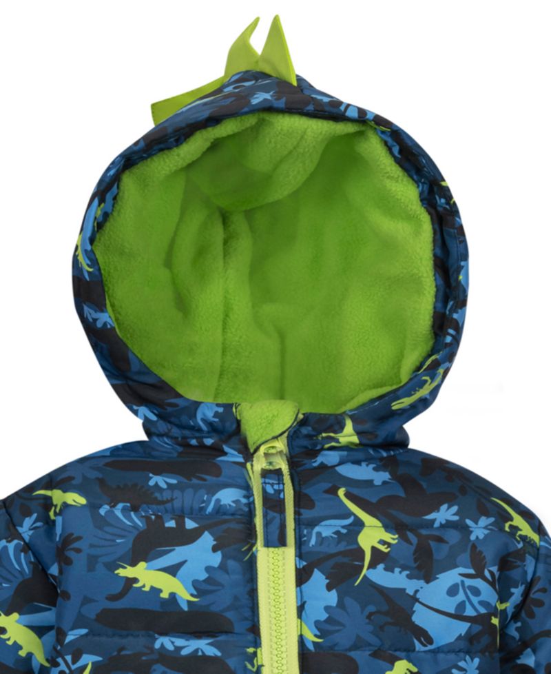Baby Boys' Dinosaur-Print 3D-Hood Snowsuit
