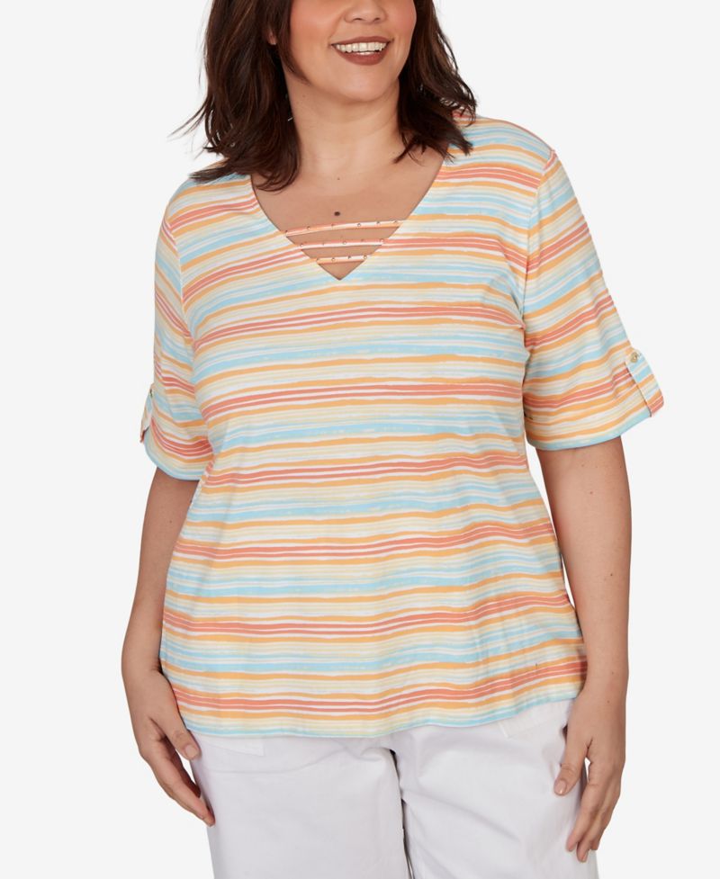 Plus Size Embellished Stretch V-Neck Top