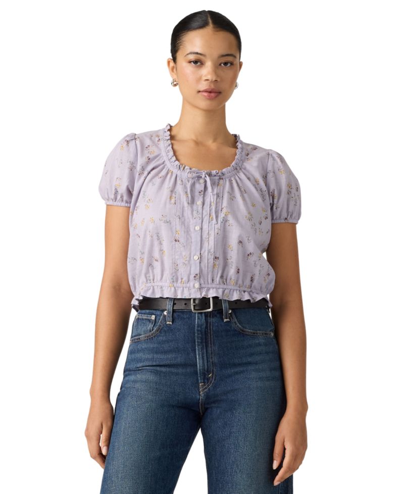 Plus Size Chiara Front Button Short-Sleeve Blouse