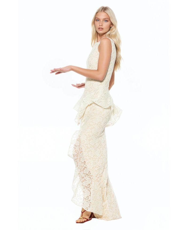 Women's Perrin Boatneck Ruffle Gown