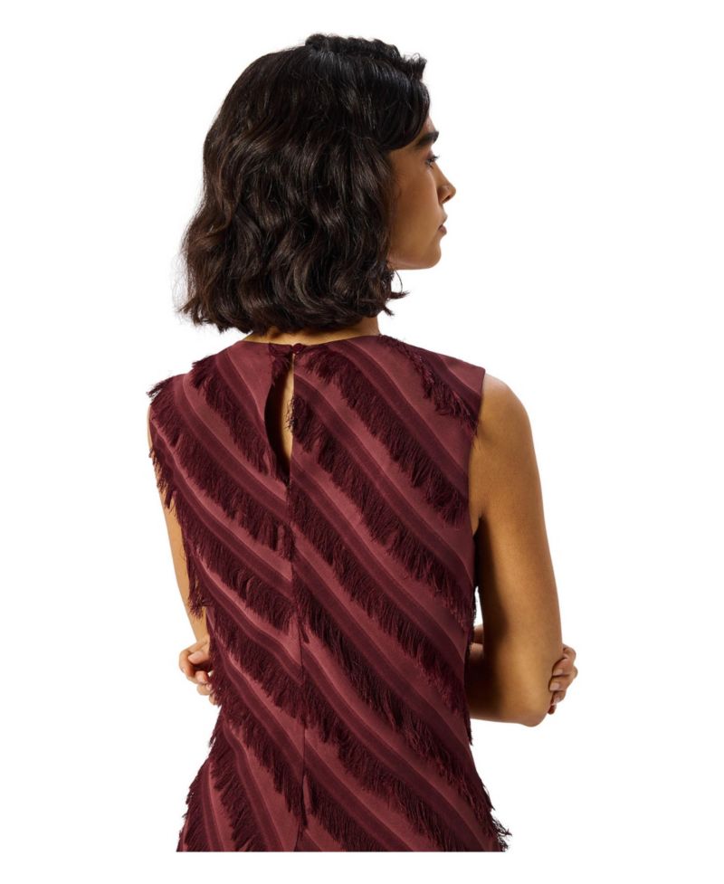 Women's Fringe-Textured Sleeveless Midi Dress