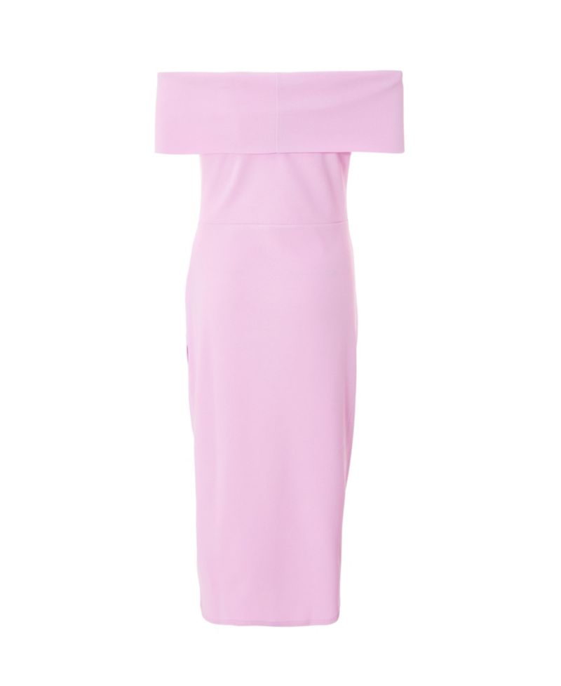 Women's Scuba Crepe Bardot Ruched Midi Dress