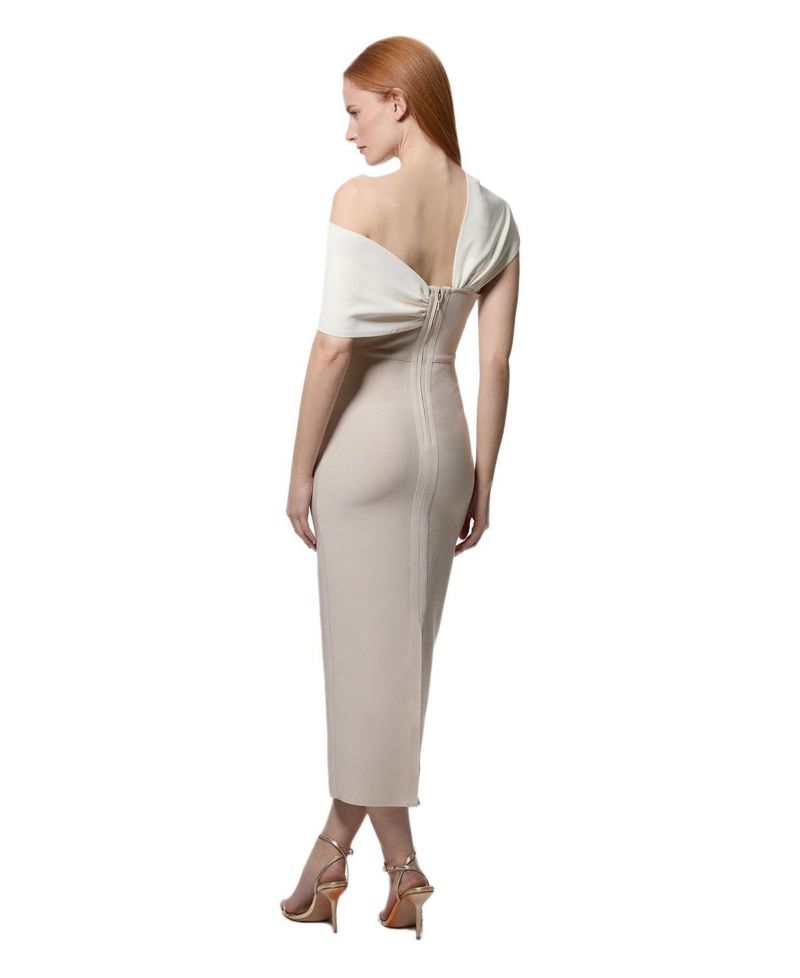 Women's Asymmetric Neckline Midi Dress