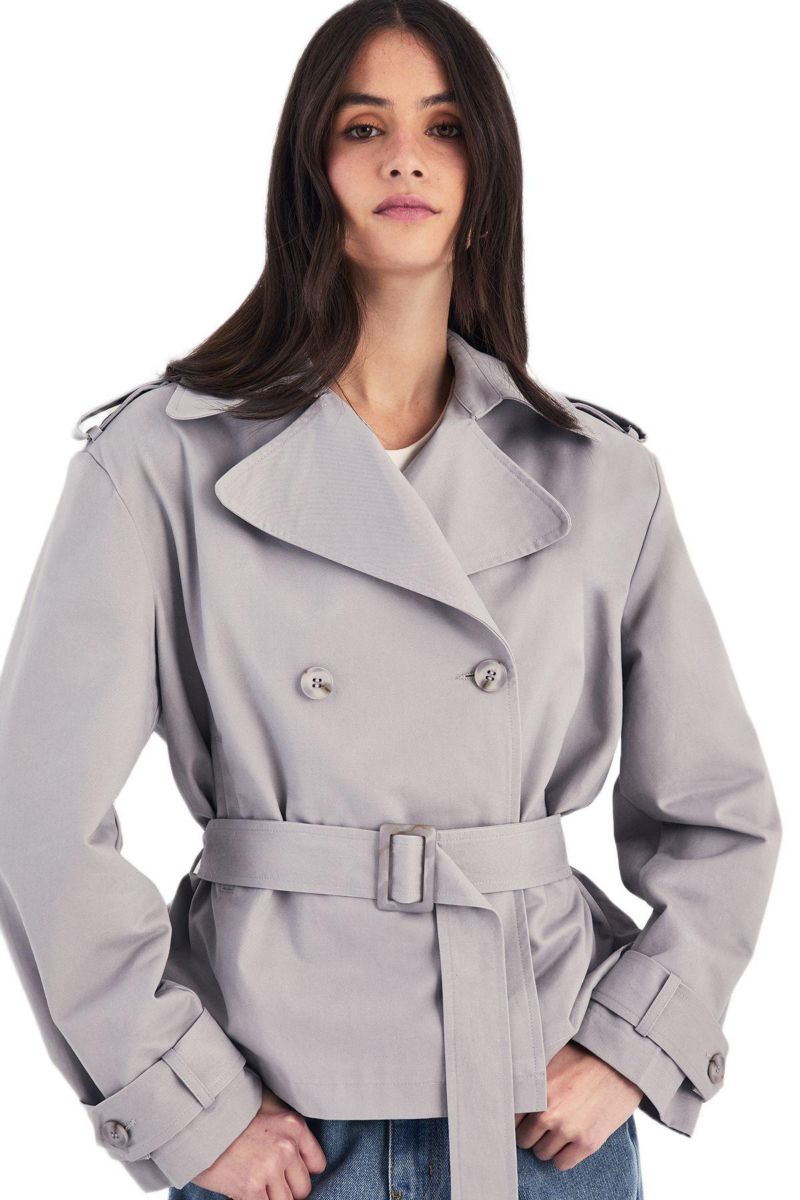 Women's Double Breasted Short Trench Coat