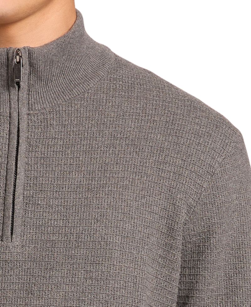 Men's Quarter-Zip Waffle-Knit Sweater