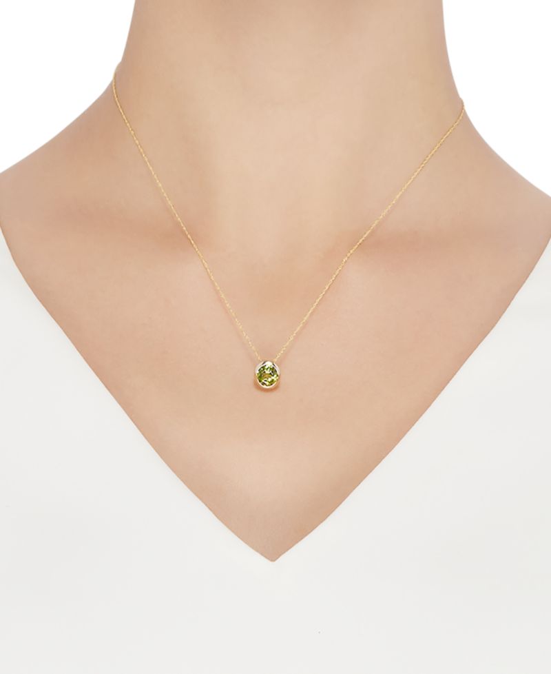 Birthstone 18" Bezel Pendant Necklace in 14k Gold