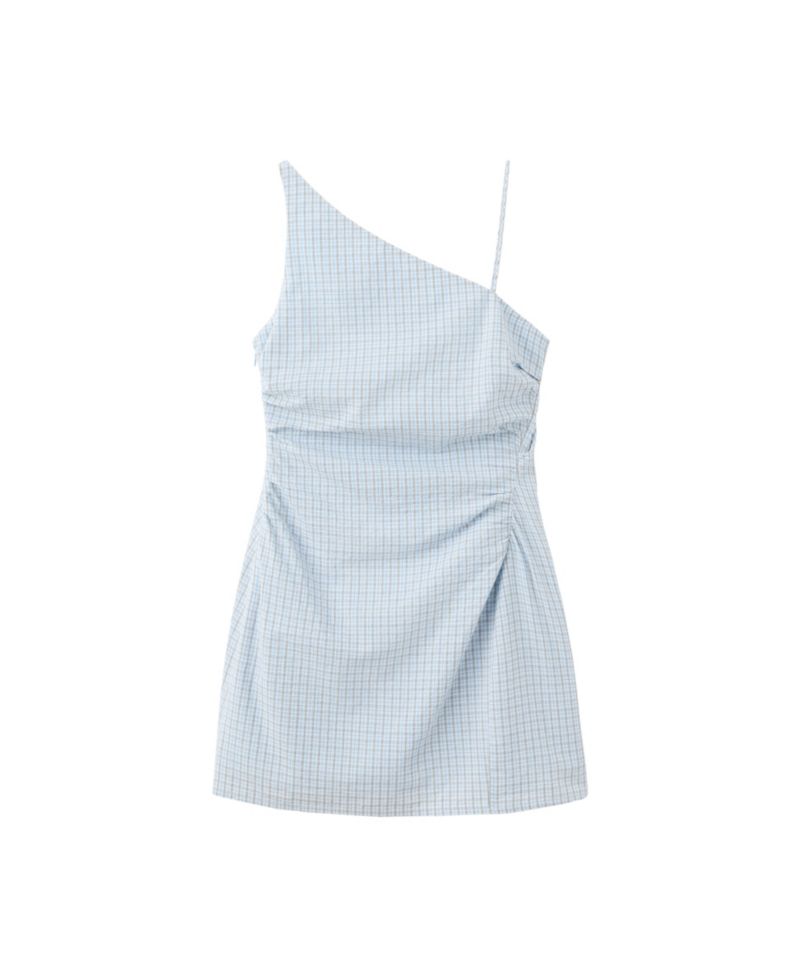 Women's Check Asymmetrical Mini Dress