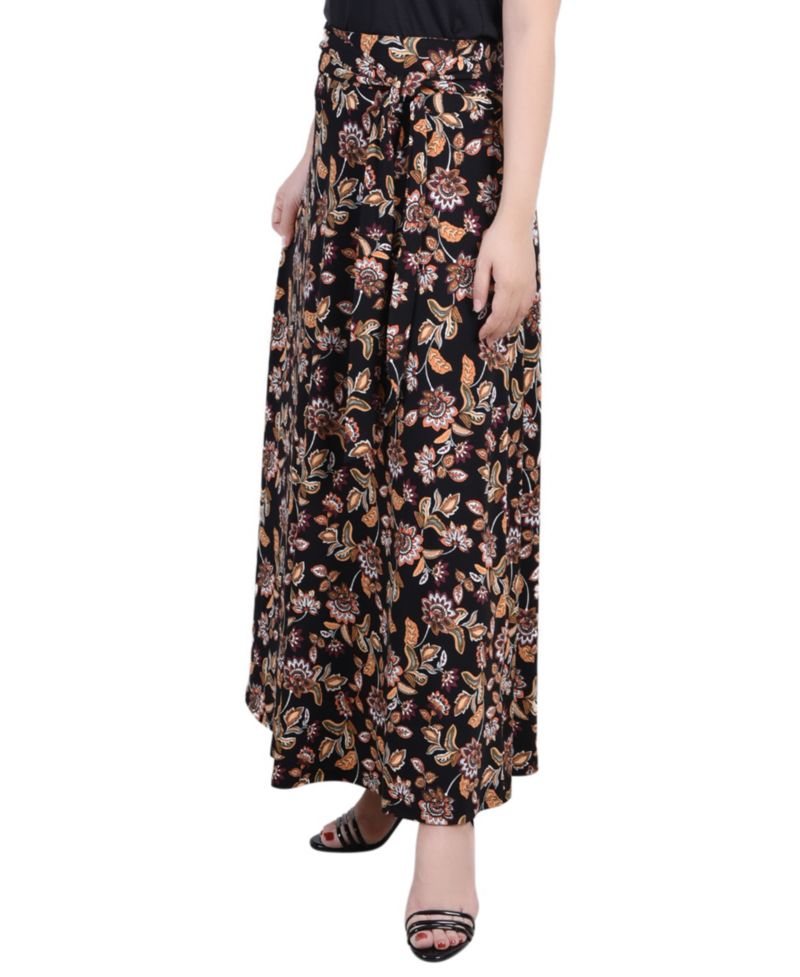 Petite Printed Maxi Skirt with Sash Waist Tie