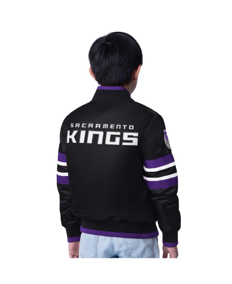 Big Boys and Girls Black Sacramento Kings Scout Varsity Full-Snap Jacket