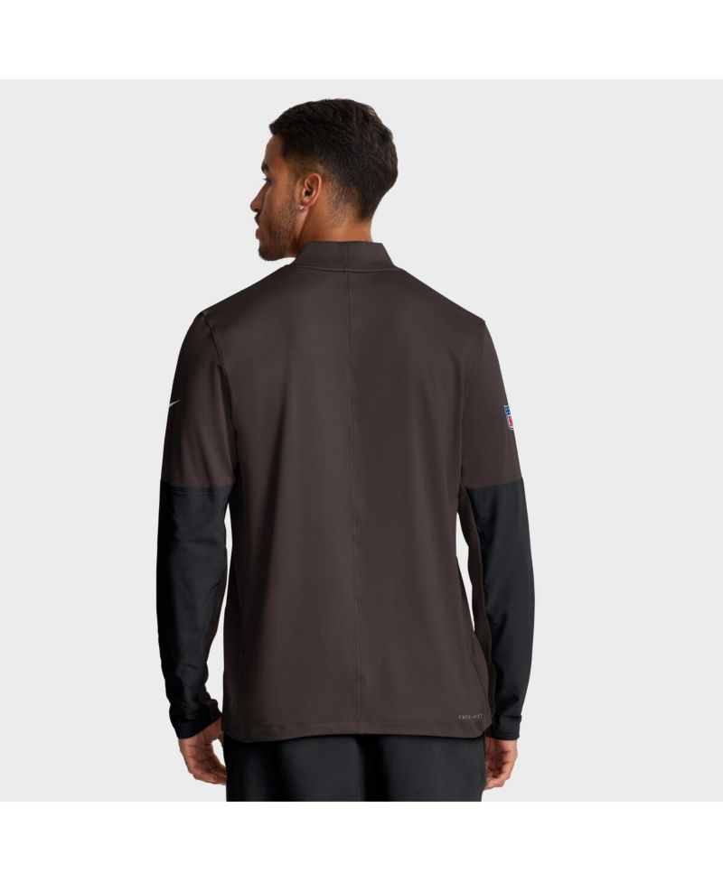 Men's Brown Cleveland Browns Sideline Dri-FIT Half-Zip Pullover Hoodie