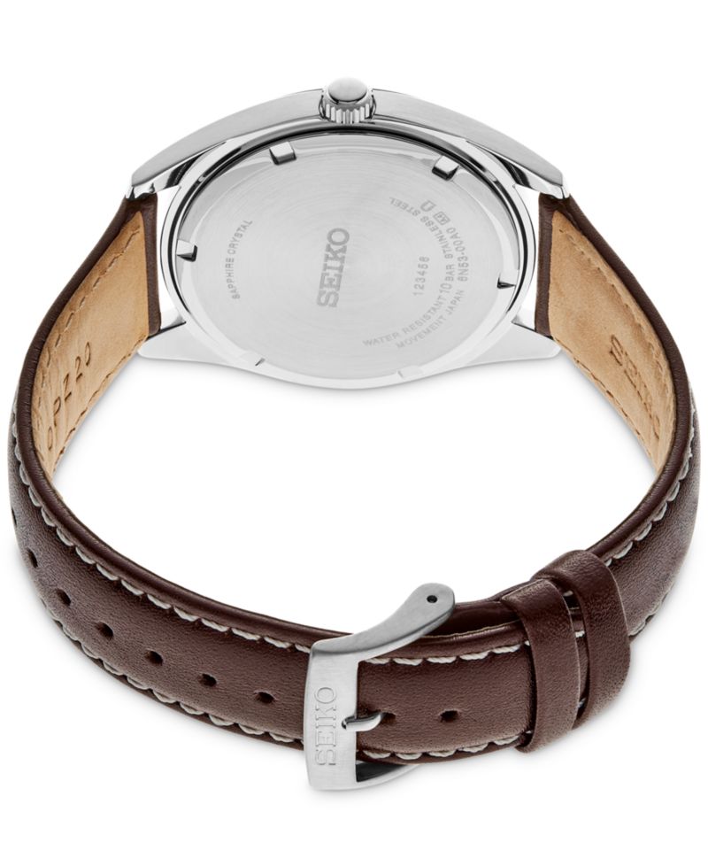Men's Essentials Brown Leather Strap Watch 40mm