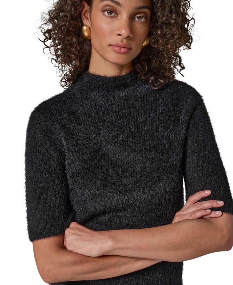 Women's Short-Sleeve Mock Neck Sweater