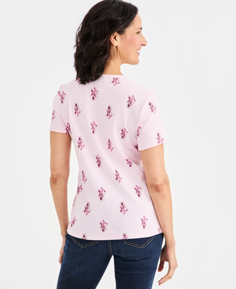 Petite V-Neck Floral T-Shirt