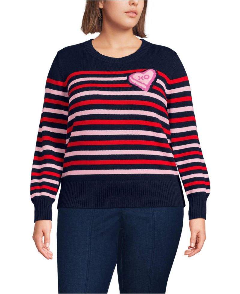 Plus Size Drifter Set in Sleeve Crew Neck Sweater