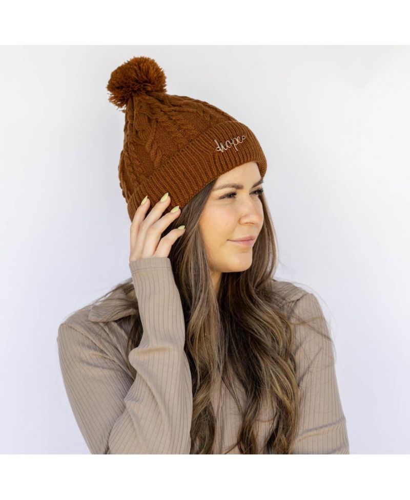 Women's Cable Knit Pom-Pom Beanie