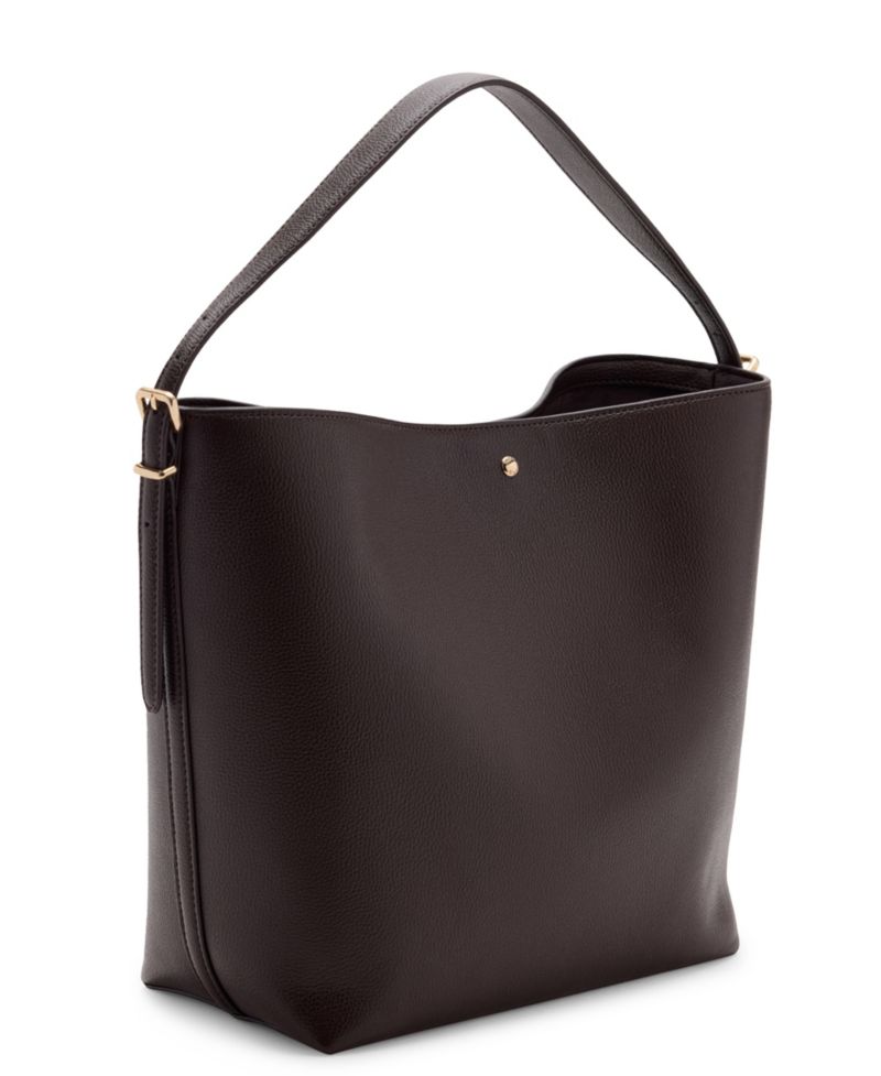 Buckle Faux Leather Adjustable Bucket Bag