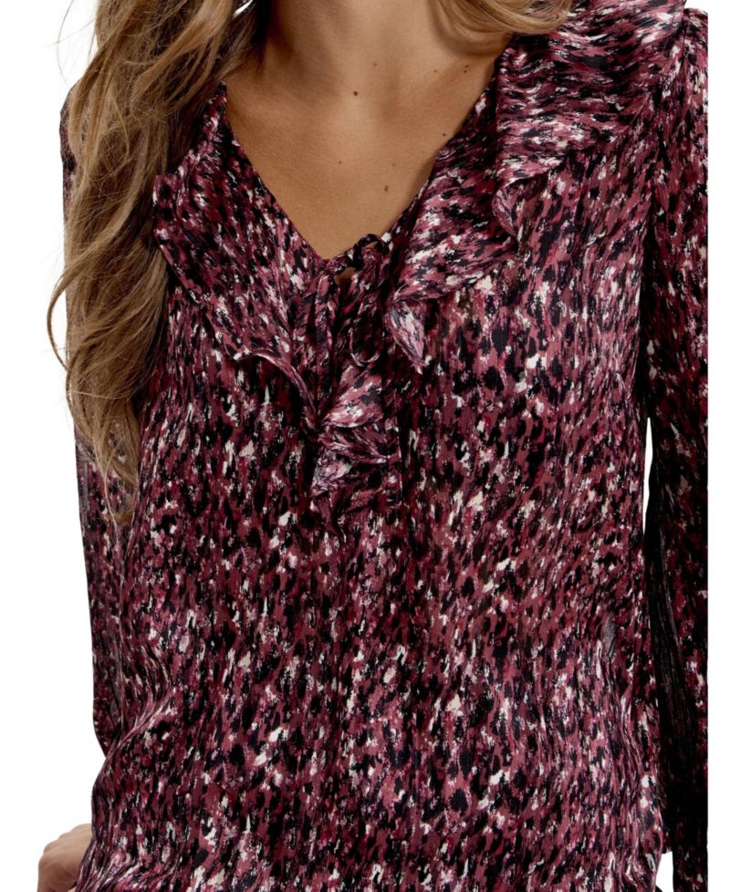 Women's Trinity Printed V-Neck Long-Sleeve Chiffon Blouse