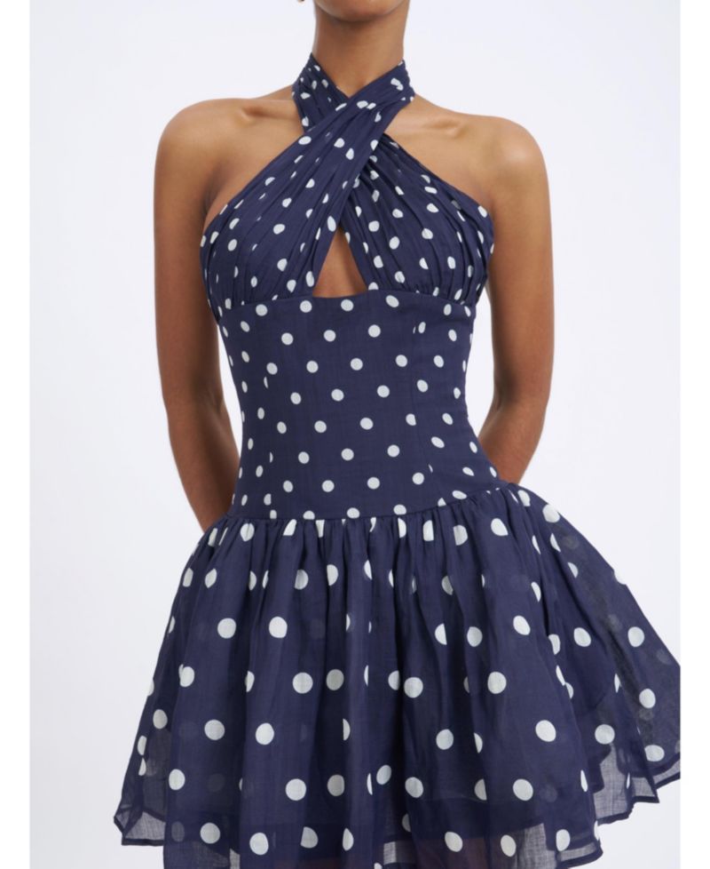 Women's Yamina Polka-Dot Halter Mini Dress