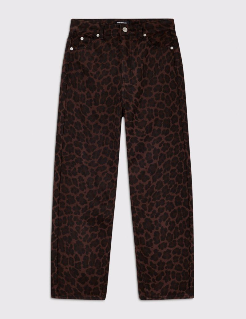 Women's Leopard Print Barrel Jean