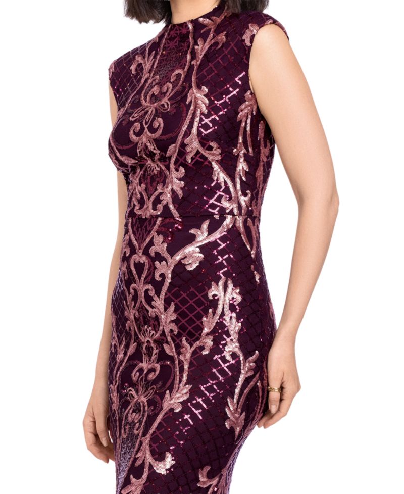 Petite Sequin Mock Neck Maxi Dress