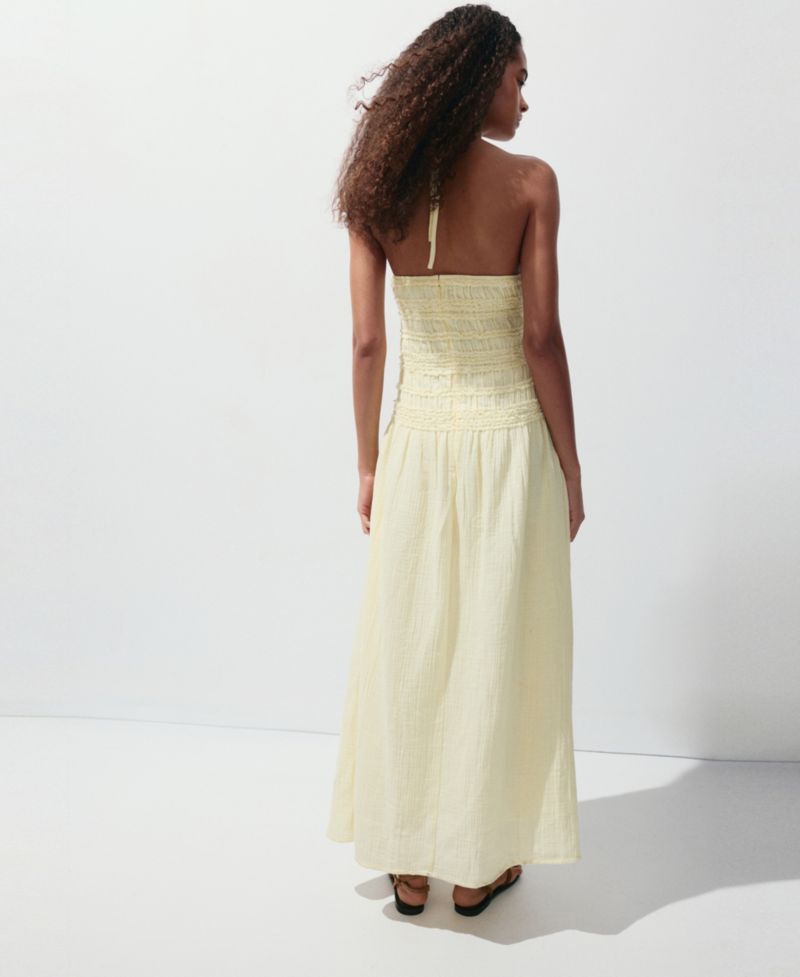 Women's Shirred Crinkle Halter-Neck Dress