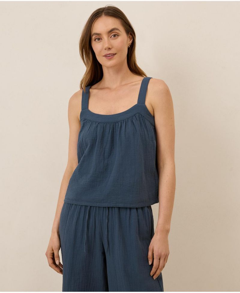 Women's Organic Cotton Coastal Double Gauze Square Neck Cami