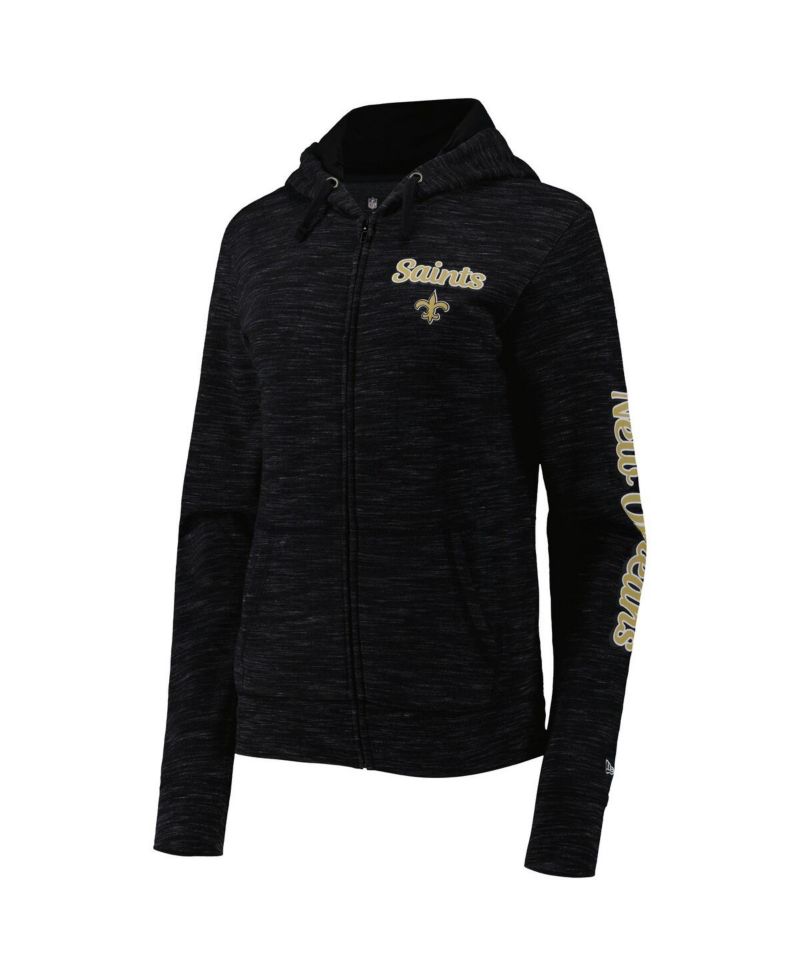 Women's Black New Orleans Saints Reverse Space-Dye Full-Zip Hoodie