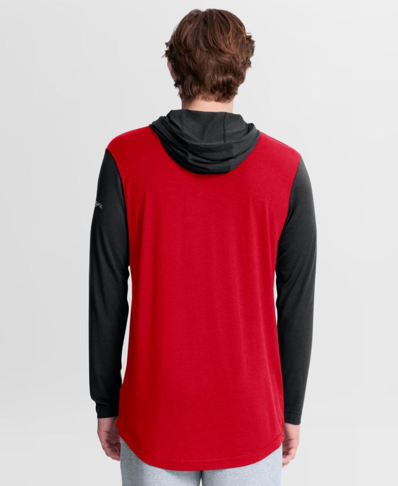 Men's Scarlet/Black Ohio State Buckeyes Campus Legacy Tri-Blend Long Sleeve Hooded T-Shirt