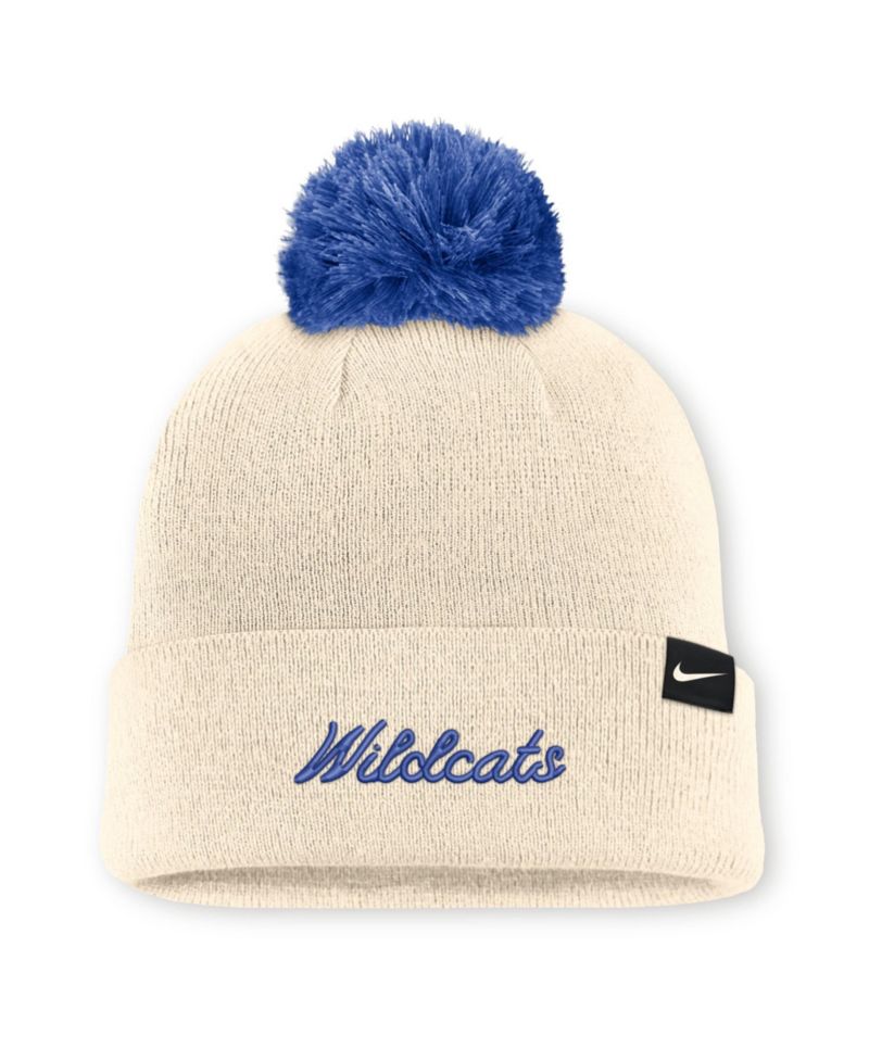 Men's and Women's Natural Kentucky Wildcats Campus Prep Script Cuffed Knit Hat with Pom