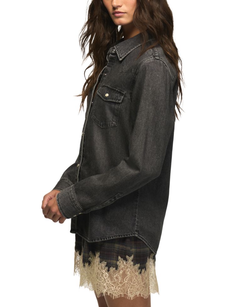 Women's Western Long-Sleeve Snap-Button Denim Shirt