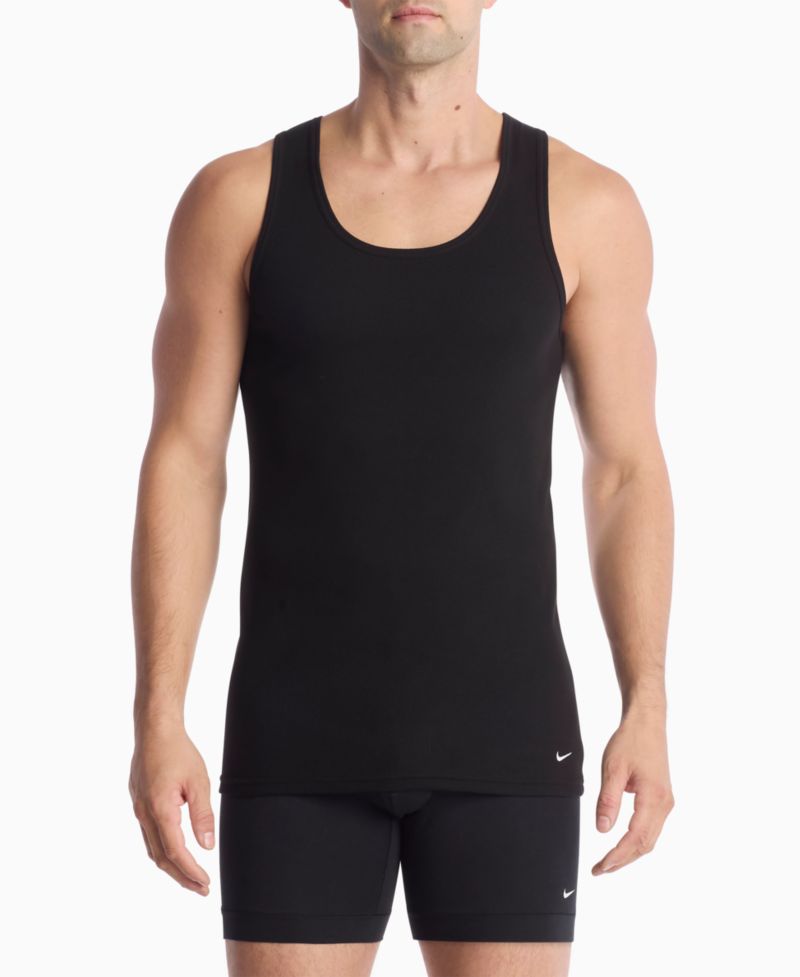 Men's Essential Stretch Ribbed Tank Undershirts, 2-Pack