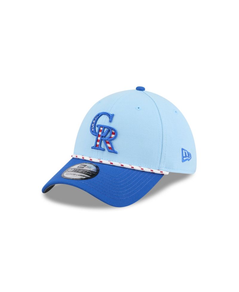 Men's Light Blue/Blue Colorado Rockies 2025 Fourth of July 39THIRTY Flex Hat