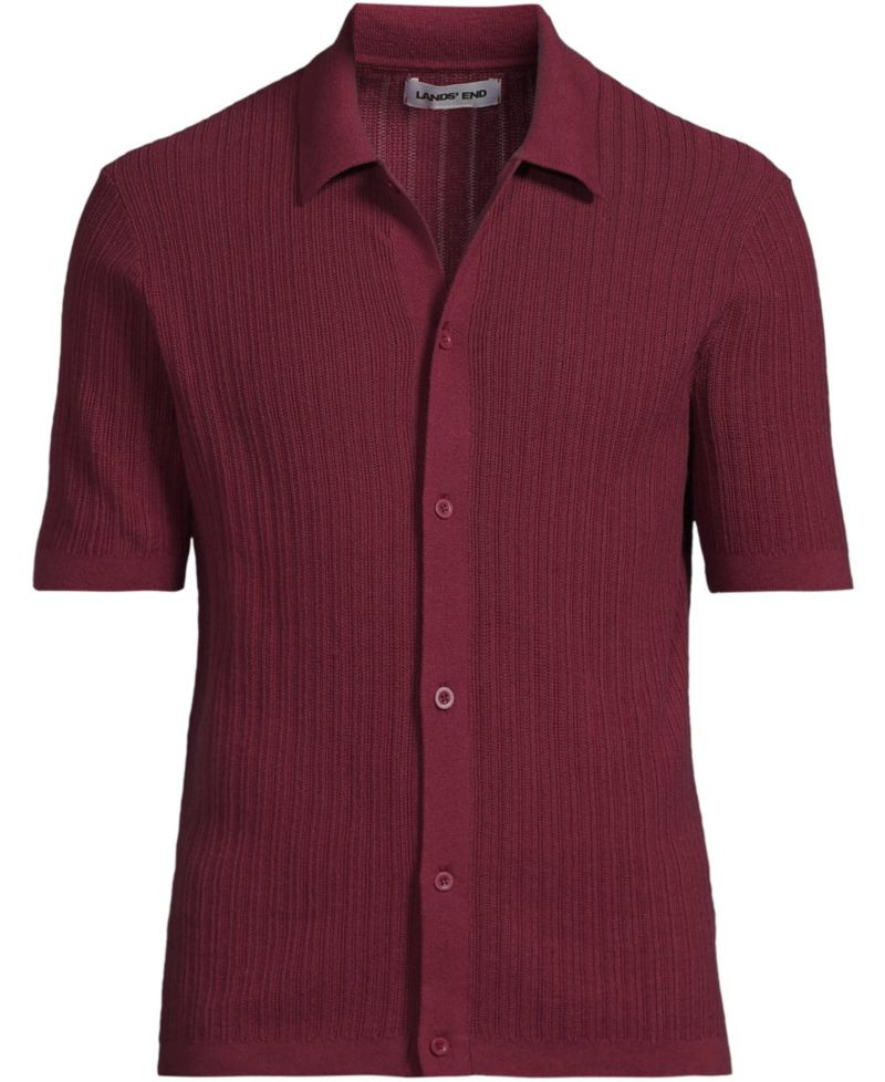 Men's Short Sleeve Lightweight Button Through Polo Shirts