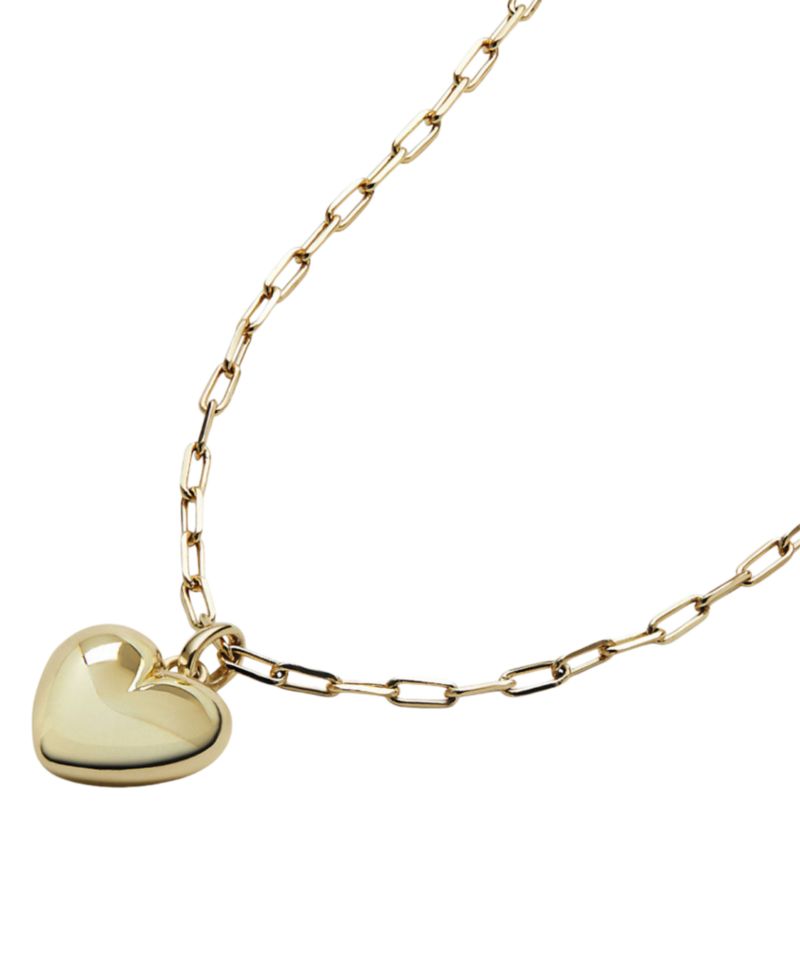 Lev Puffed Gold-Plated Heart Necklace