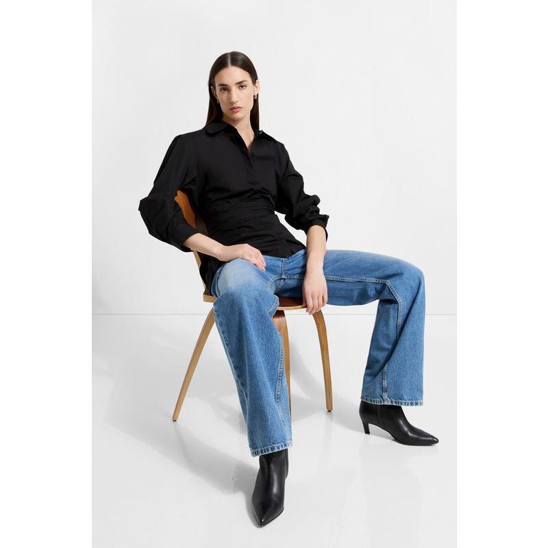 Women's Ellory Relaxed Cotton Poplin Shirt with Tie Waist and Side Slits